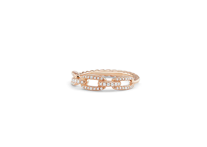 Rose Gold Plated CZ Studded Ladies Twisted Ring